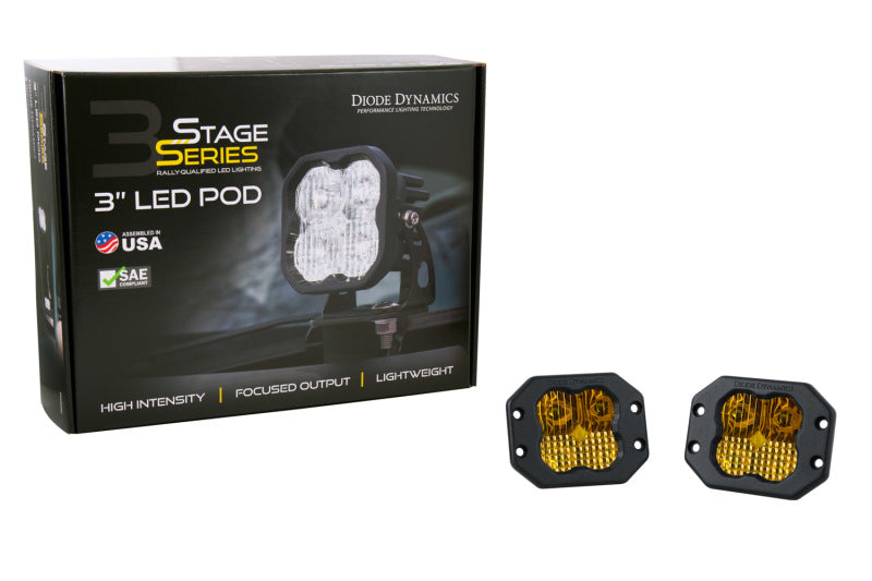 Diode Dynamics SS3 Sport ABL - Yellow SAE Fog Flush (Pair)