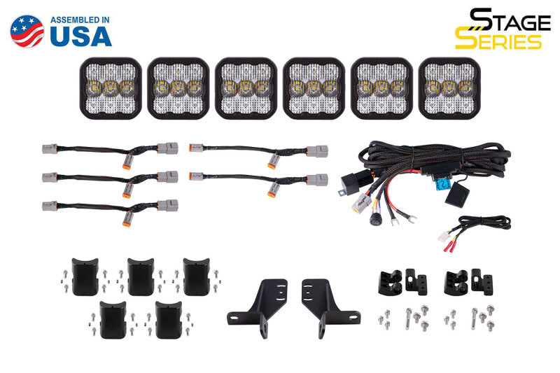 Diode Dynamics Bronco SS5 6-Pod CrossLink Grille Lightbar Kit Sport - White Combo