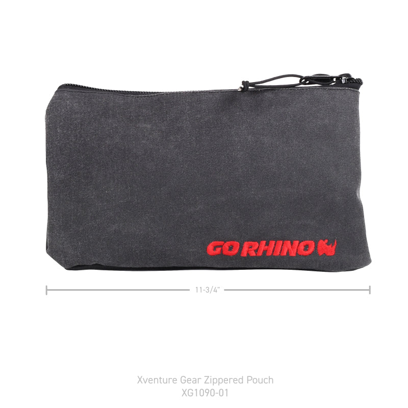 Go Rhino XVenture Gear Zipped Pouch - Large (12in. Wide Pocket / 6.5in. Hand Strap) Canvas - Black