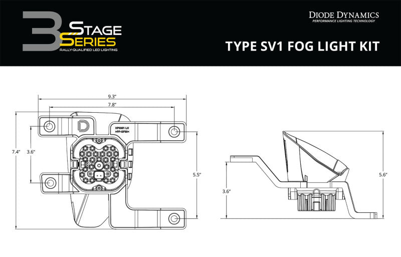 Diode Dynamics SS3 Max Type SV1 Kit ABL - Yellow SAE Fog