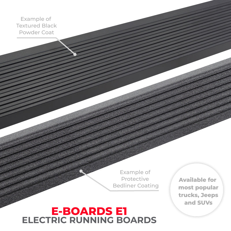 Go Rhino 18-23 Jeep Wrangler 2dr E-BOARD E1 Electric Running Board Kit (No Drill) - Tex. Blk