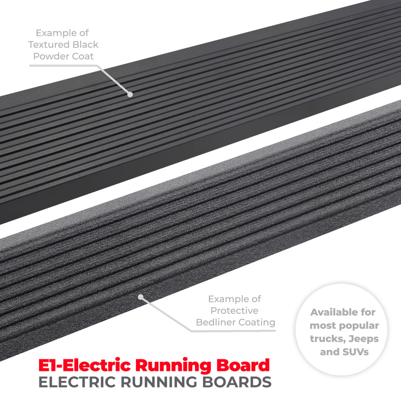 Go Rhino 14-23 Toyota 4Runner 4dr E1 Electric Running Board Kit - Protective Bedliner Coating