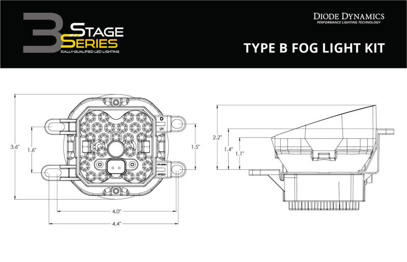 Diode Dynamics SS3 Max Type B Kit ABL - Yellow SAE Fog