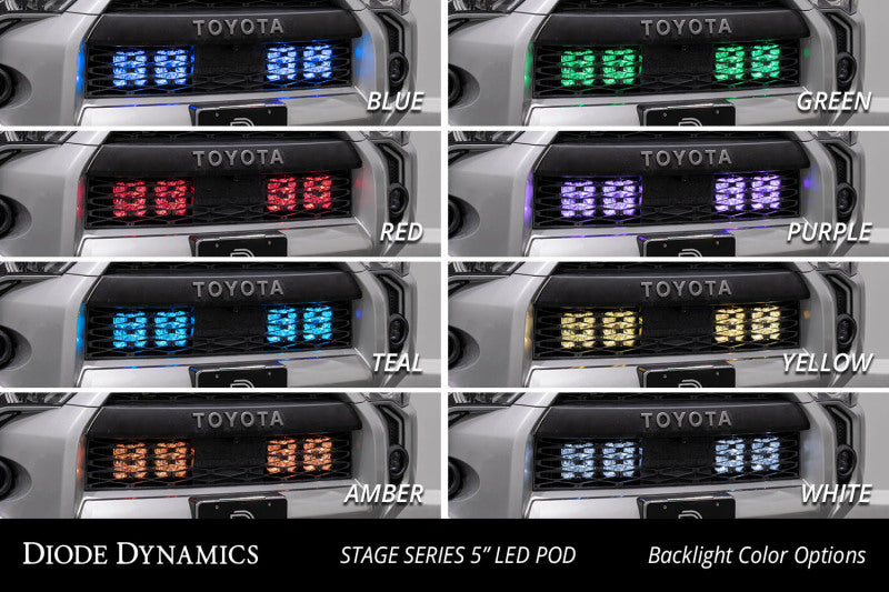 Diode Dynamics 14-23 Toyota 4Runner SS5 Stealth Grille LED 2-Pod Kit - Pro White Combo